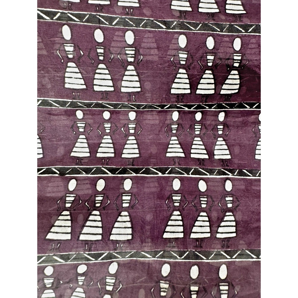 Womens Eggplant Silk Scarf African Tribal Doll Print Head Wrap Shawl 20x60"